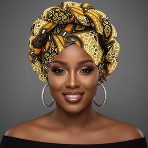 Vibrant Yellow Patterned Headwrap